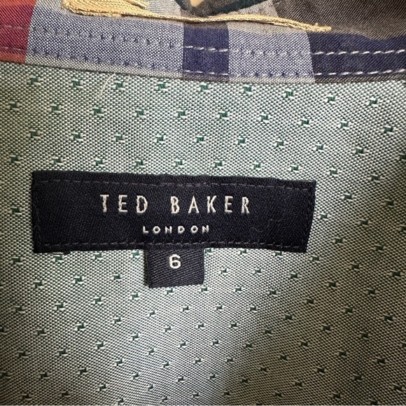 Ted Baker London size 6 XXL Mens Plaid Button Up cotton shirt Elbow Patch Spring - Picture 4 of 6